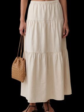 Few Moda X Maddie Prior Hull Madalyn Maxi Skirt Cream Tiered Lightweight Boho